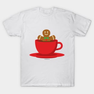 Gingerbread Man Relaxing In A Hot Chocolate Red Cup T-Shirt